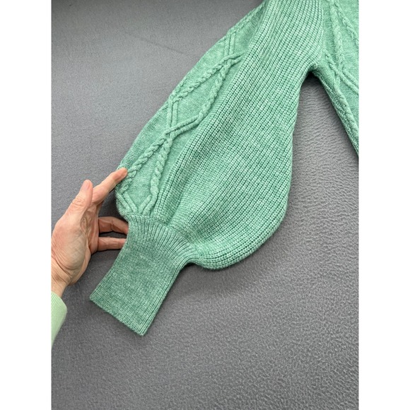 Fashion Nova Sweater Dress Sz XL Mint Green Cable Knit Long Sleeve Midi - Picture 3 of 12